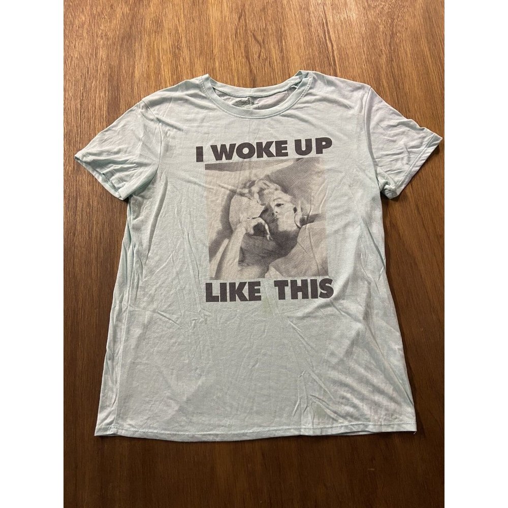 Marylin Monroe I Woke Up Like This DIVA Blue Graphic Crew Neck Tee Women's 1X
